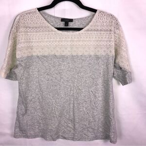 J. Crew T-shirt With Lace Detail In Grey Size Medium Women’s